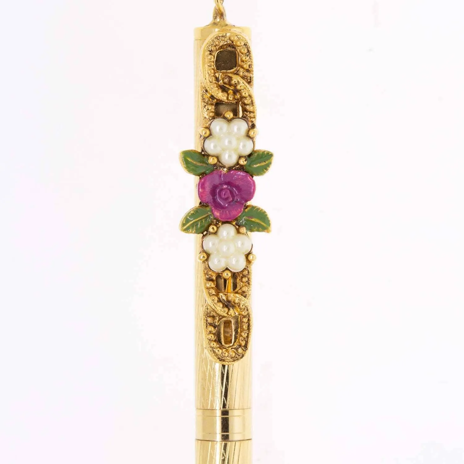 1928 Jewelry Pink Flower & Faux Pearl Accents Ball Point Pen Necklace 28