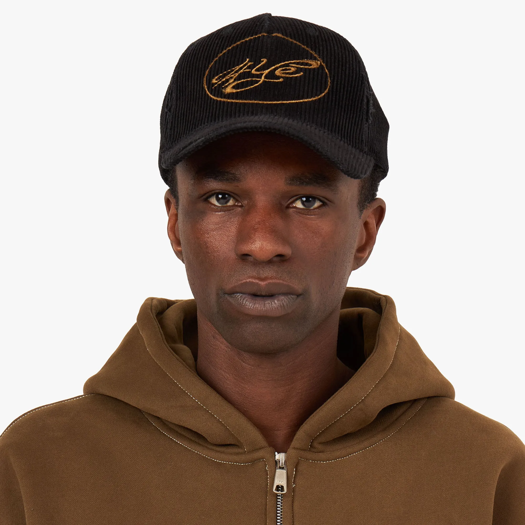 4YE Distressed Signature Corduroy Hat / Black