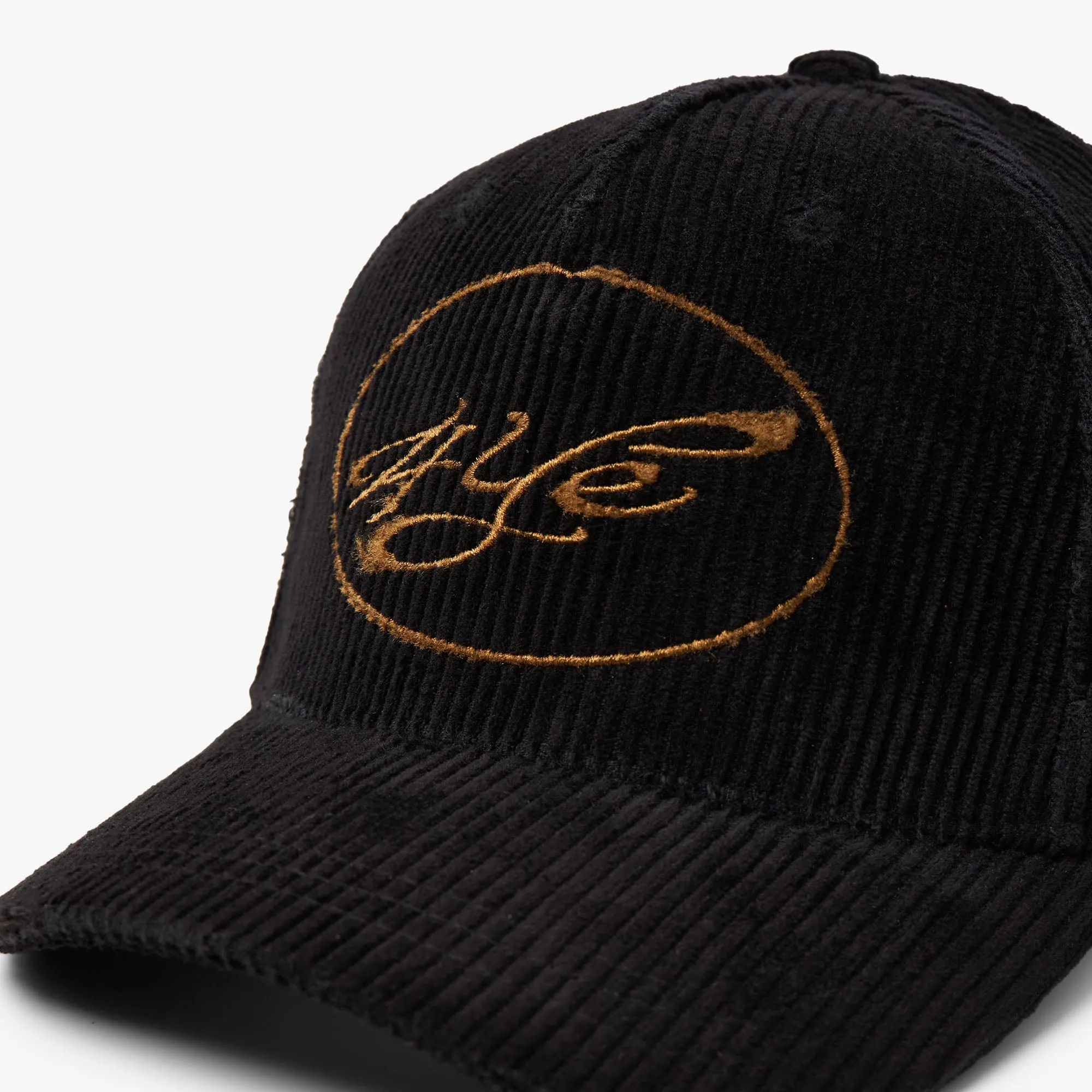 4YE Distressed Signature Corduroy Hat / Black