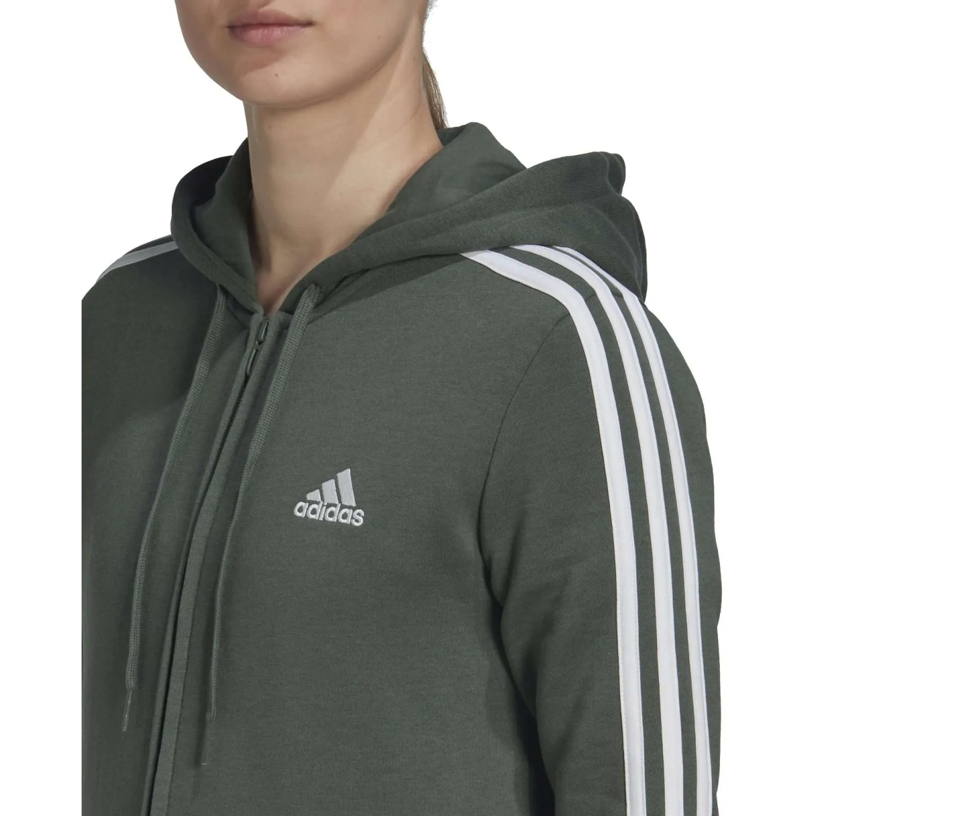 adidas Women’s Essentials Fleece 3-Stripes Full-Zip Hoodie