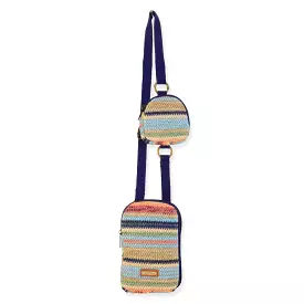 Alessia Straw Small Crossbody in Blue