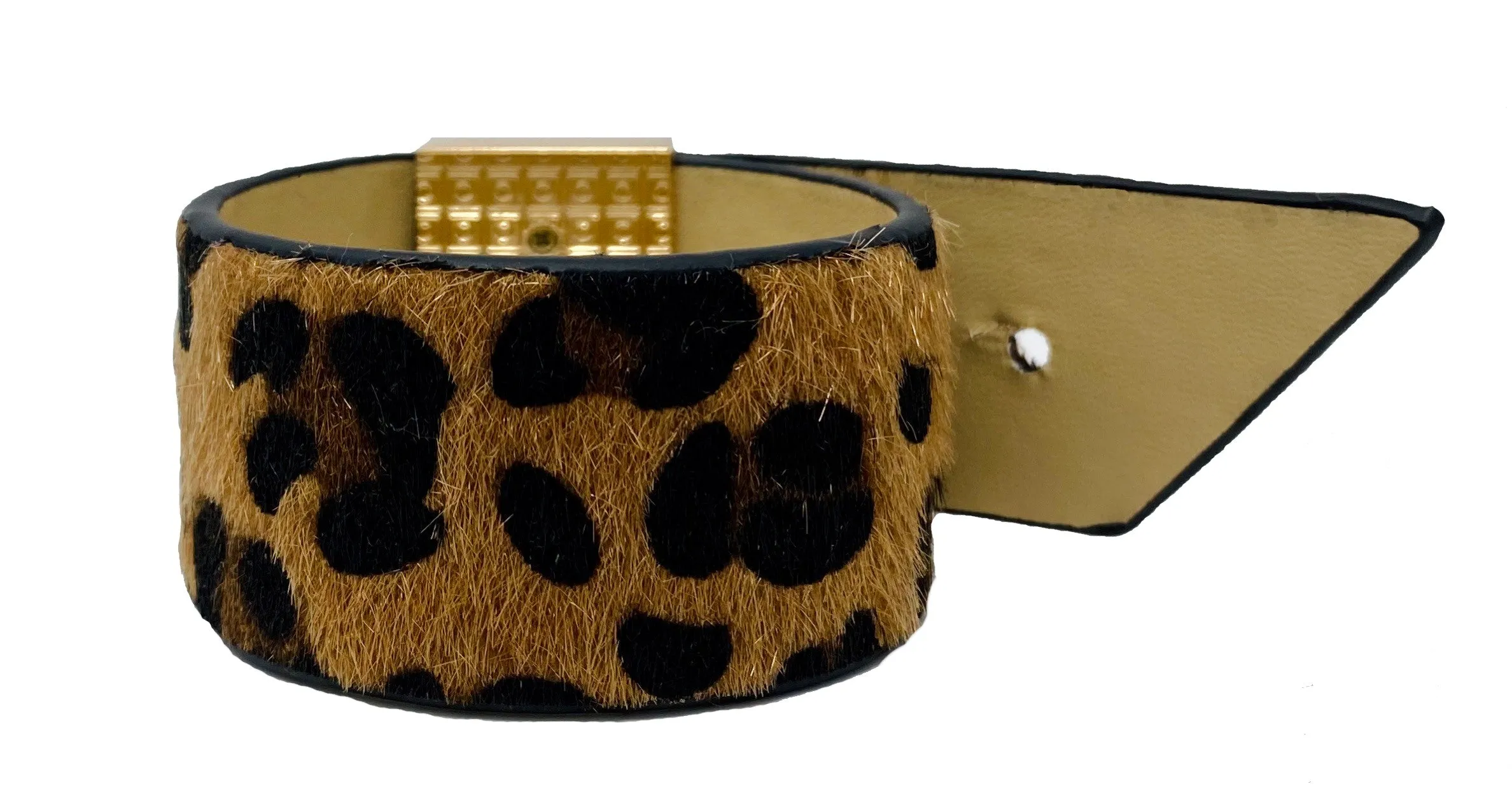 Animal Print Bracelet in Brown Faux Fur