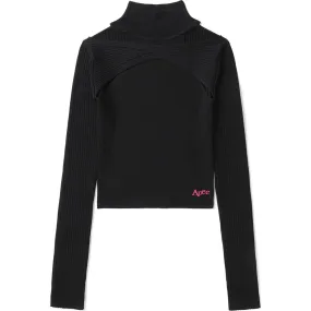 APEE TURTIENECK CUT-OUT KNIT TOP LADIES