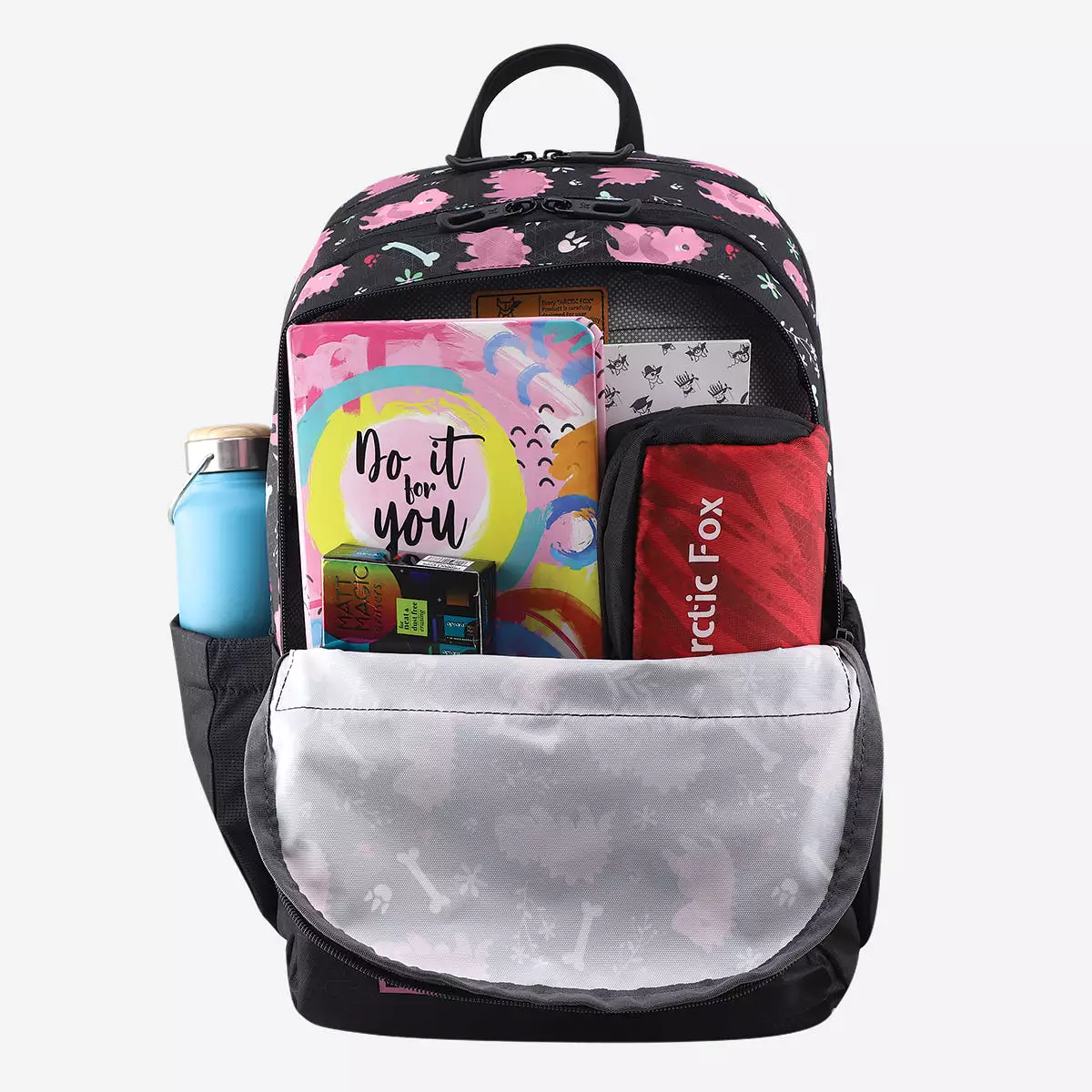 Arctic Fox Saurus Pink School Backpack for Boys and Girls