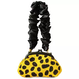 ARNOLDI VENOM Hand-Beaded Clutch, in Black & Yellow