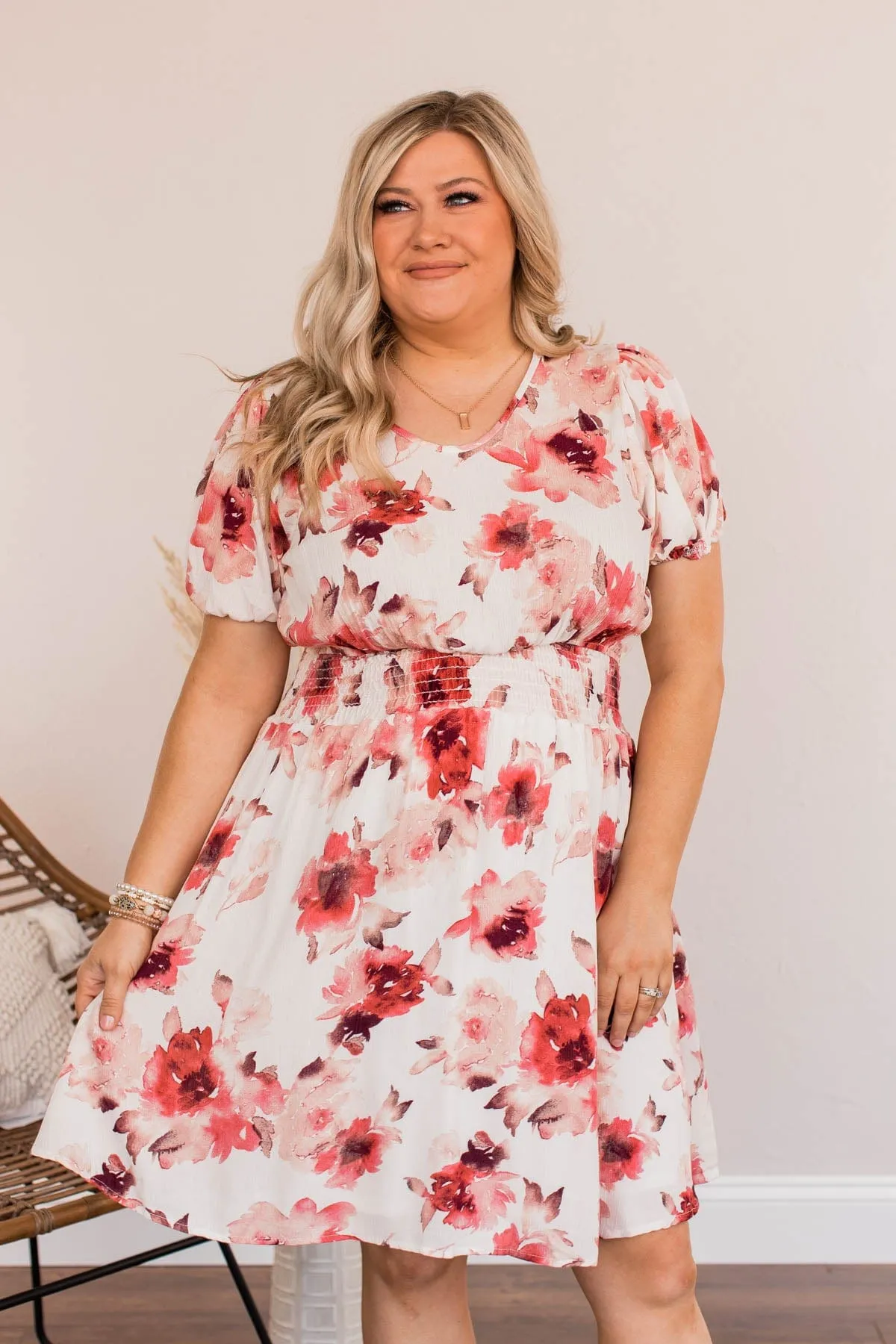 Beauty Beyond Compare Floral Mini Dress- Rose