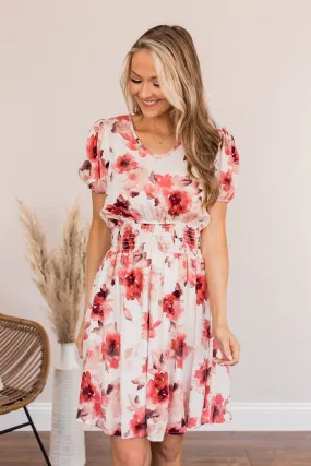 Beauty Beyond Compare Floral Mini Dress- Rose