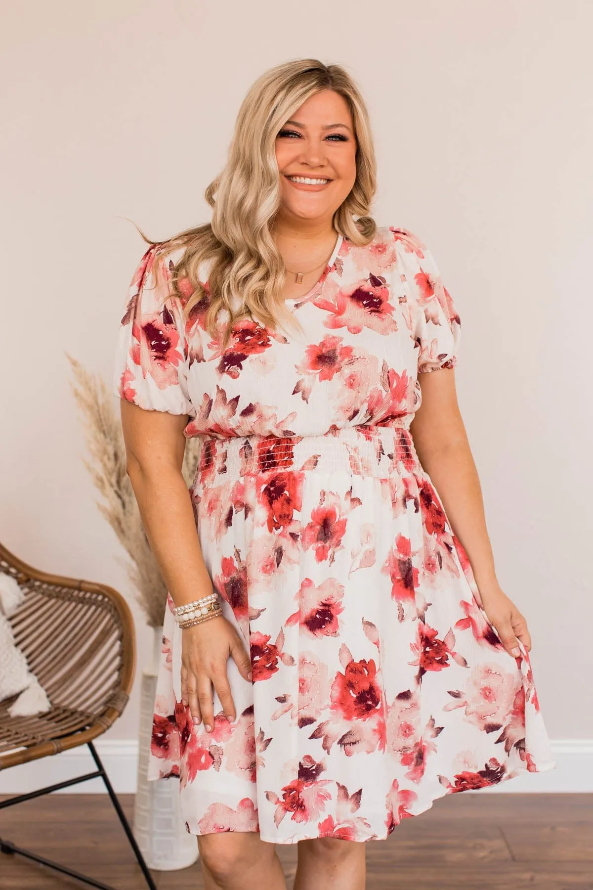 Beauty Beyond Compare Floral Mini Dress- Rose