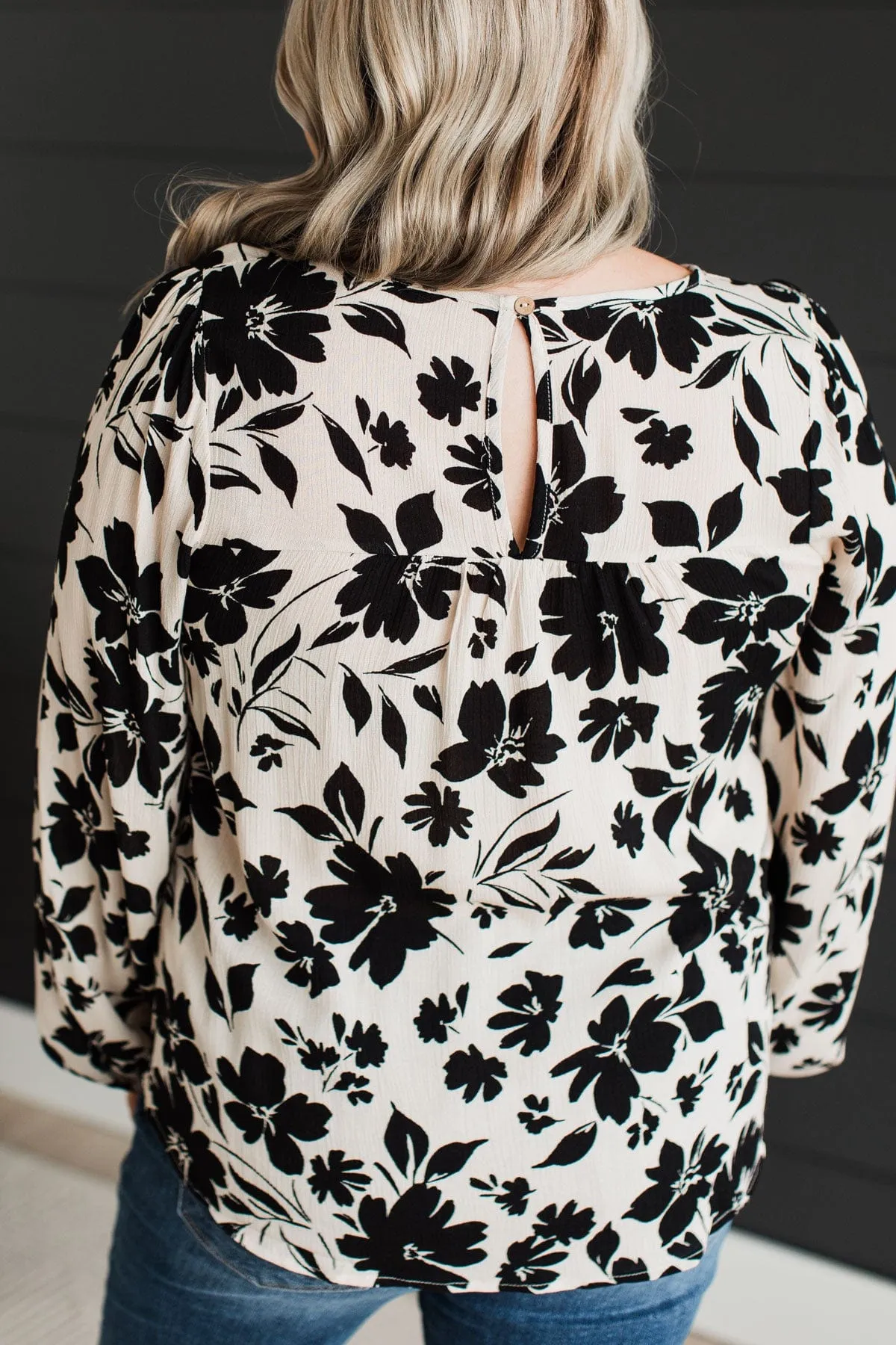 Beyond Lovely Floral Blouse- Light Taupe