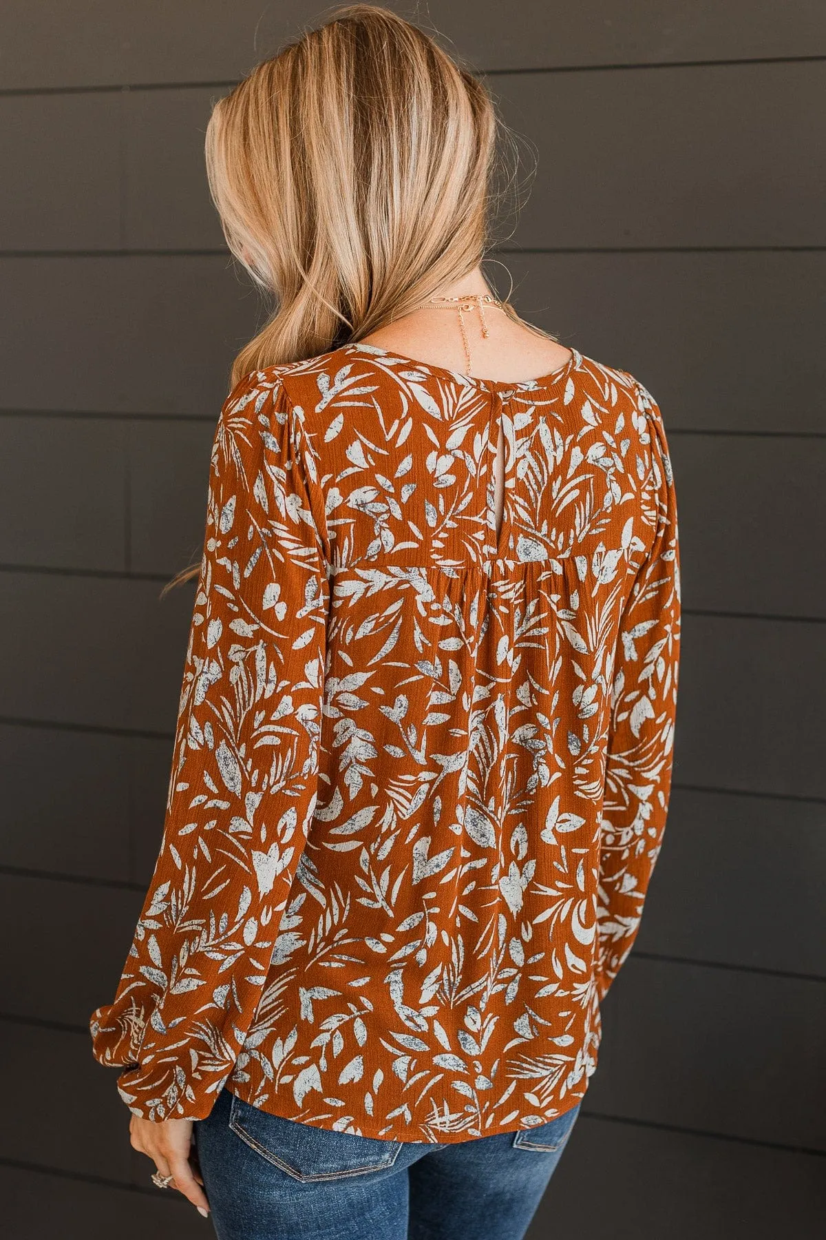 Beyond Lovely Floral Blouse- Rust