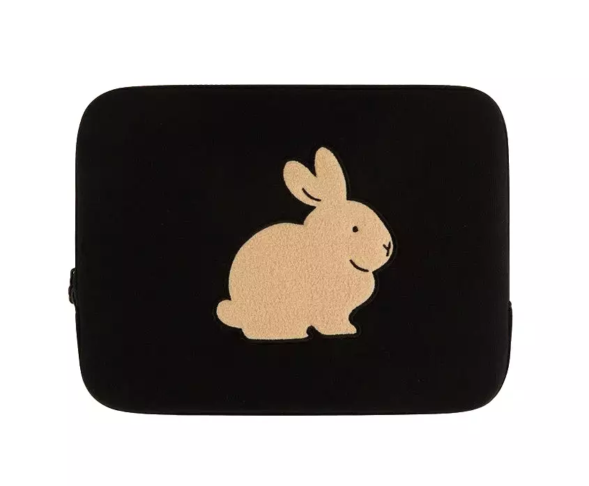 Black Gray Beige Rabbit Laptop Sleeves 11 for iPad 13 15 inches Cases Protective Covers Purses Handbags Square Cushion Pouches D