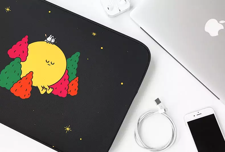 Black Moon Tree Rabbit Graphic Laptop Sleeves iPad 11 13 15 17 inch Cases Protective Covers Handbags Square Pouches Designer Art