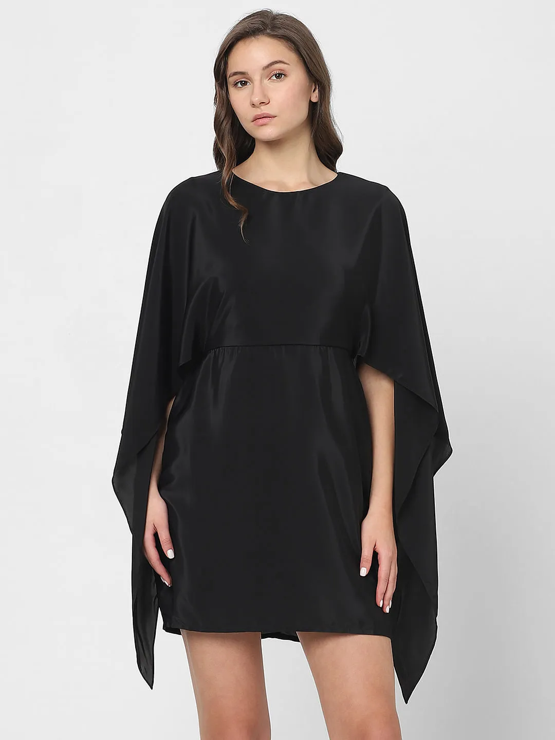 Black Satin Fit & Flare Dress