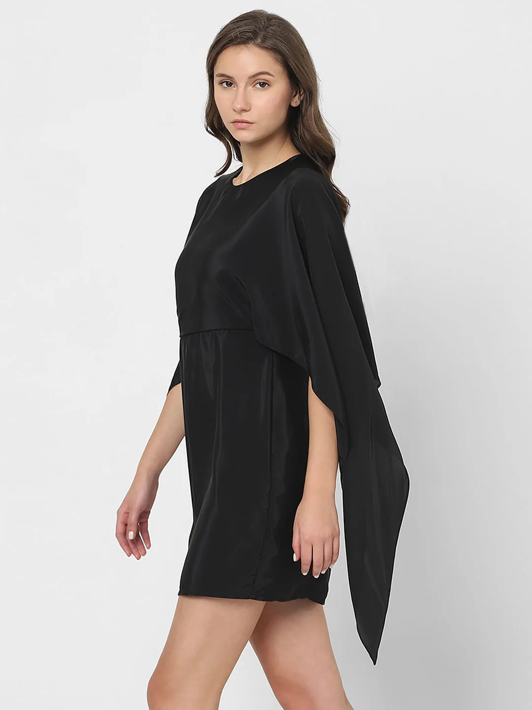 Black Satin Fit & Flare Dress