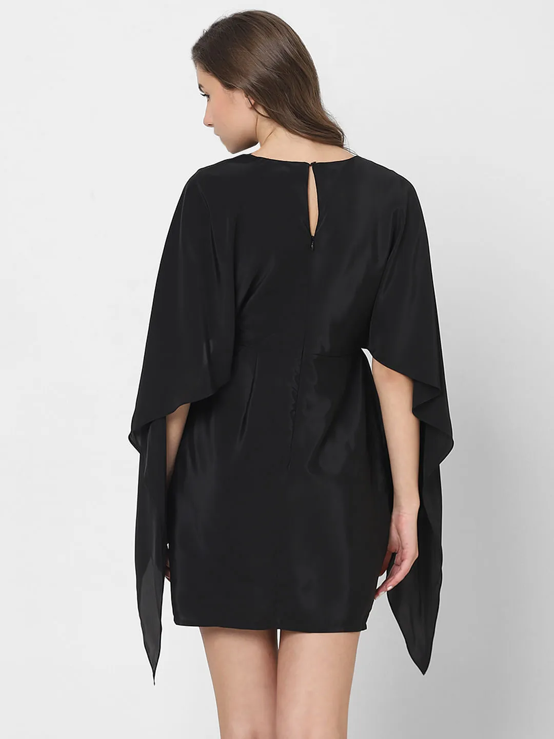 Black Satin Fit & Flare Dress