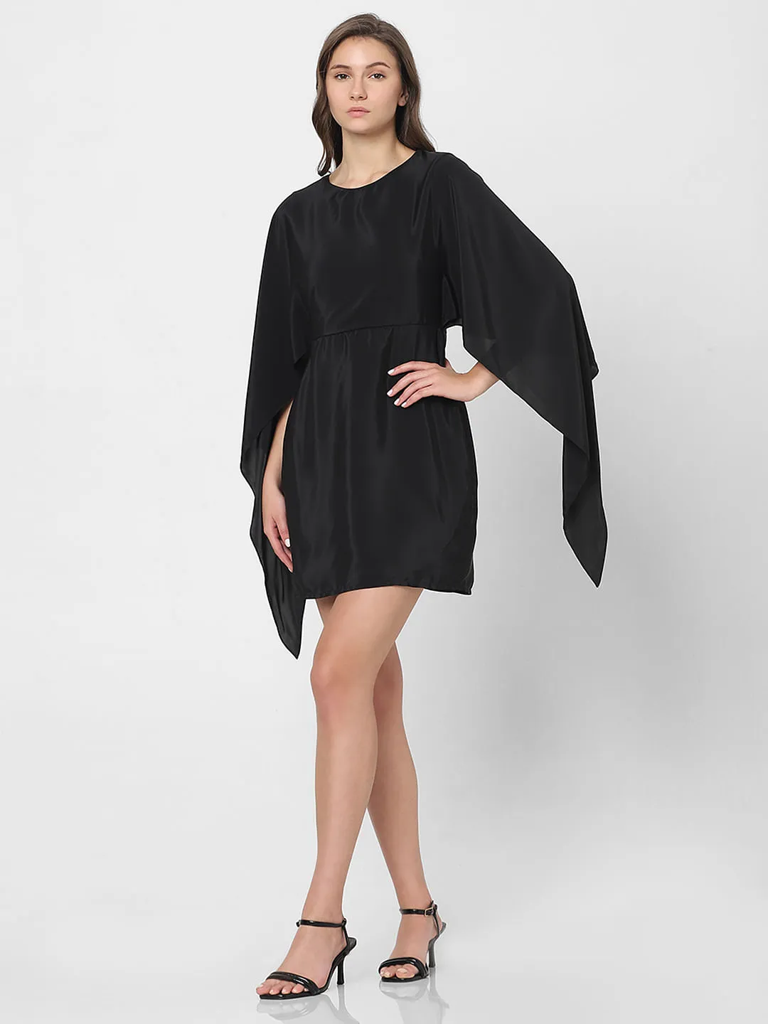 Black Satin Fit & Flare Dress