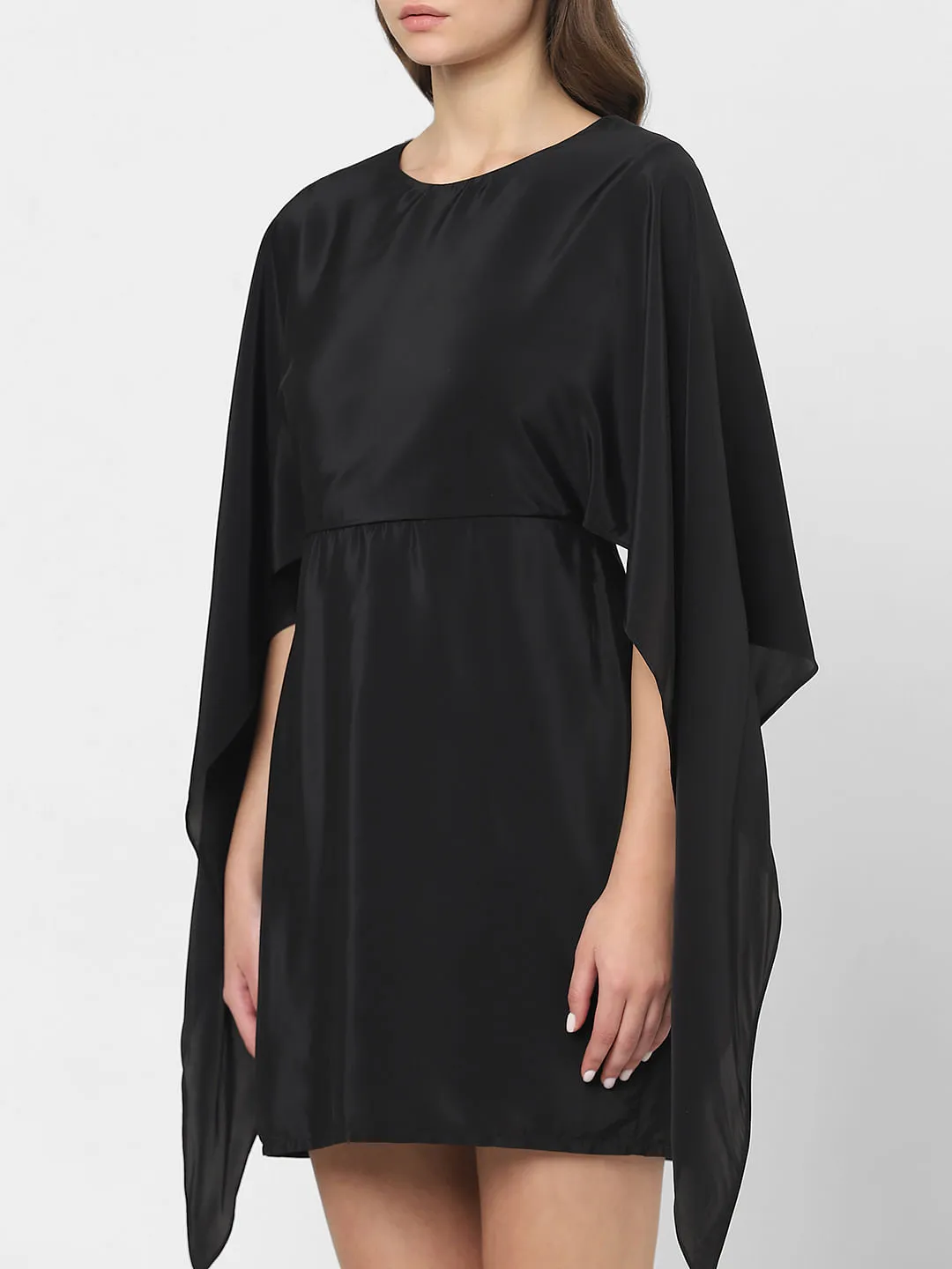 Black Satin Fit & Flare Dress