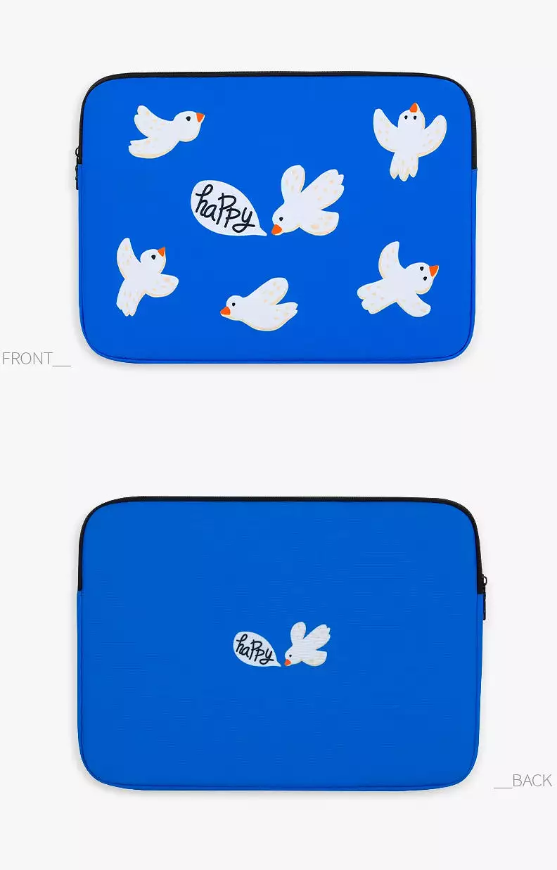 Blue Birds Graphic Laptop Sleeves 13 15inch Fitted Cases Covers Pouches Protective Purses Handbags Square Cushion School Collage