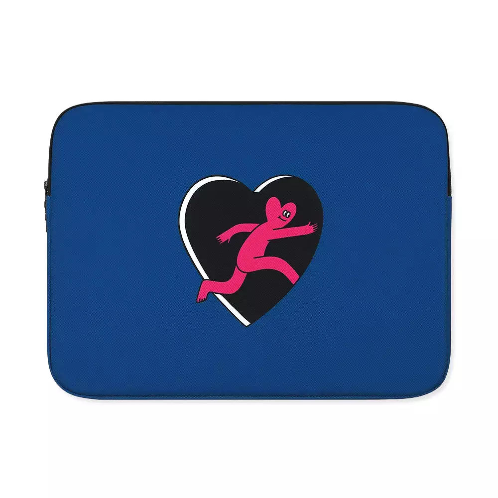 Blue Black Heart Graphic Laptop Sleeves iPad 11 13 15 17 inch Cases Protective Covers Handbags Square Pouches Designer Artist Pr