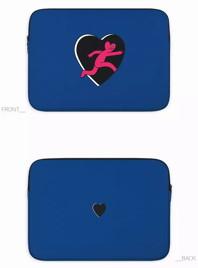 Blue Black Heart Graphic Laptop Sleeves iPad 11 13 15 17 inch Cases Protective Covers Handbags Square Pouches Designer Artist Pr