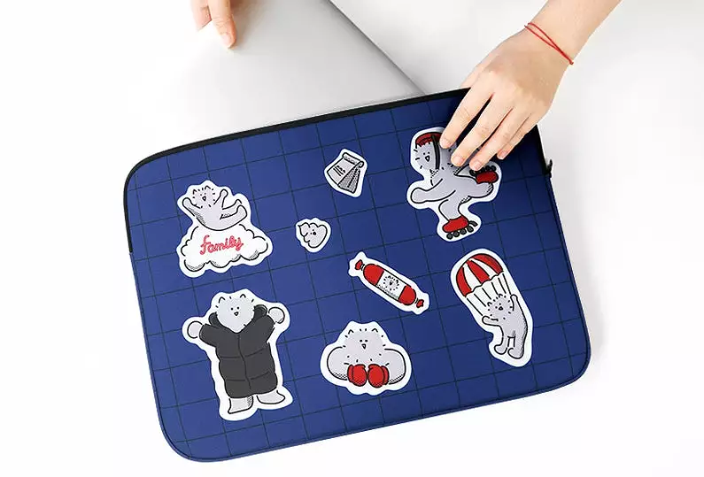 Blue Kuma Graphic Laptop Sleeves iPad 11 13 15 inch Cases Protective Covers Handbags Square Pouches Designer Artist Prints Cute 