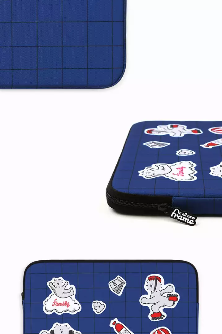 Blue Kuma Graphic Laptop Sleeves iPad 11 13 15 inch Cases Protective Covers Handbags Square Pouches Designer Artist Prints Cute 