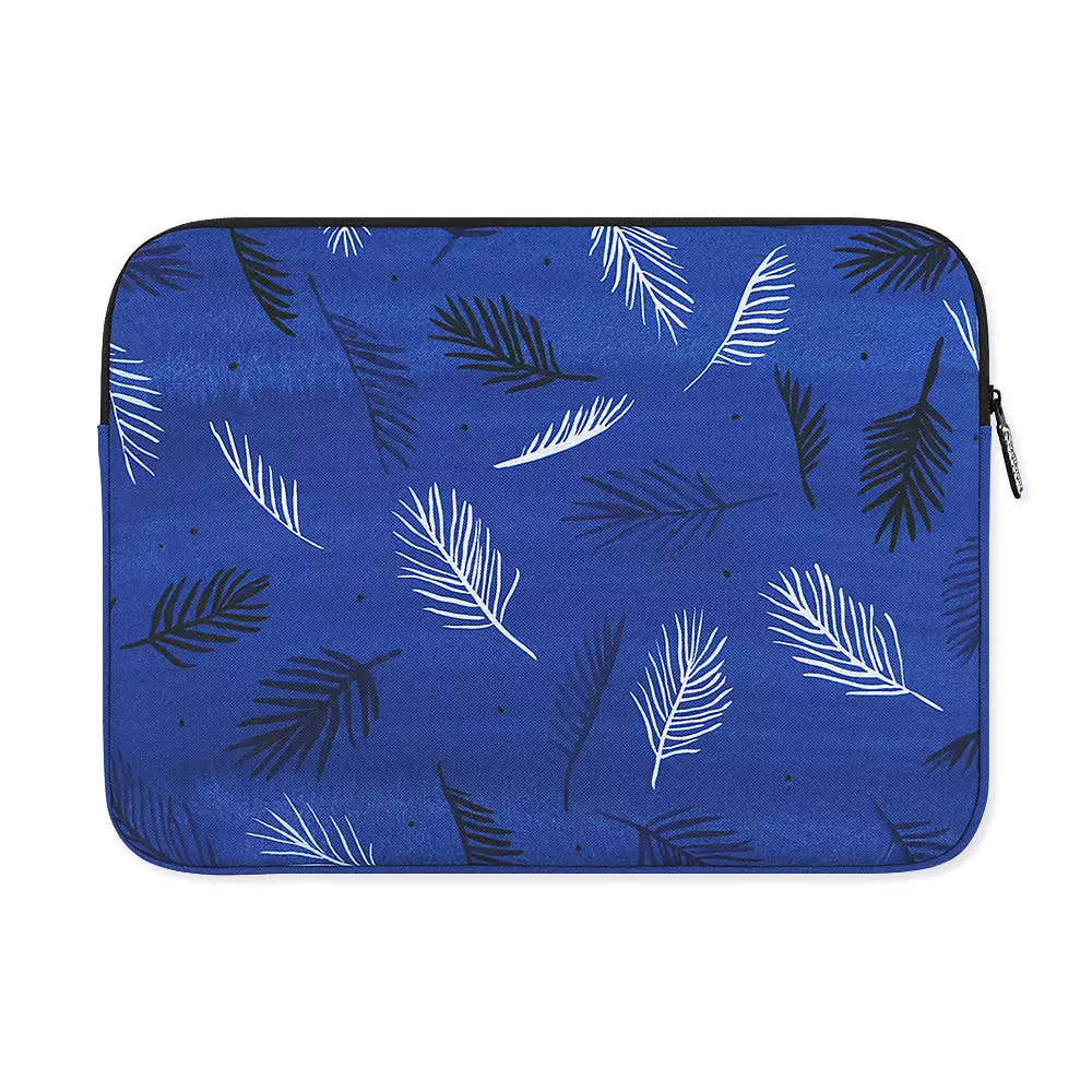 Blue Leaf Leaves Graphic Laptop Sleeves 11 13 15 inch Cases Protective Covers Handbags Square Pouches Designer Artist Prints Cut