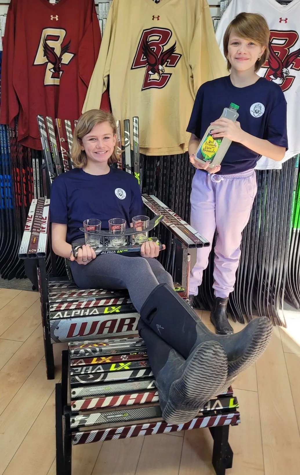 Boston College Hockey Stick Chair + Foot Rest + Flight Server Combo