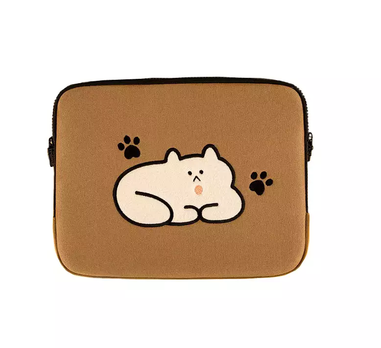 Brown Cat Graphic Laptop Sleeves iPad 13 14 15 inch Cases Protective Covers Handbags Square Pouches Designer Artist Prints Cute 