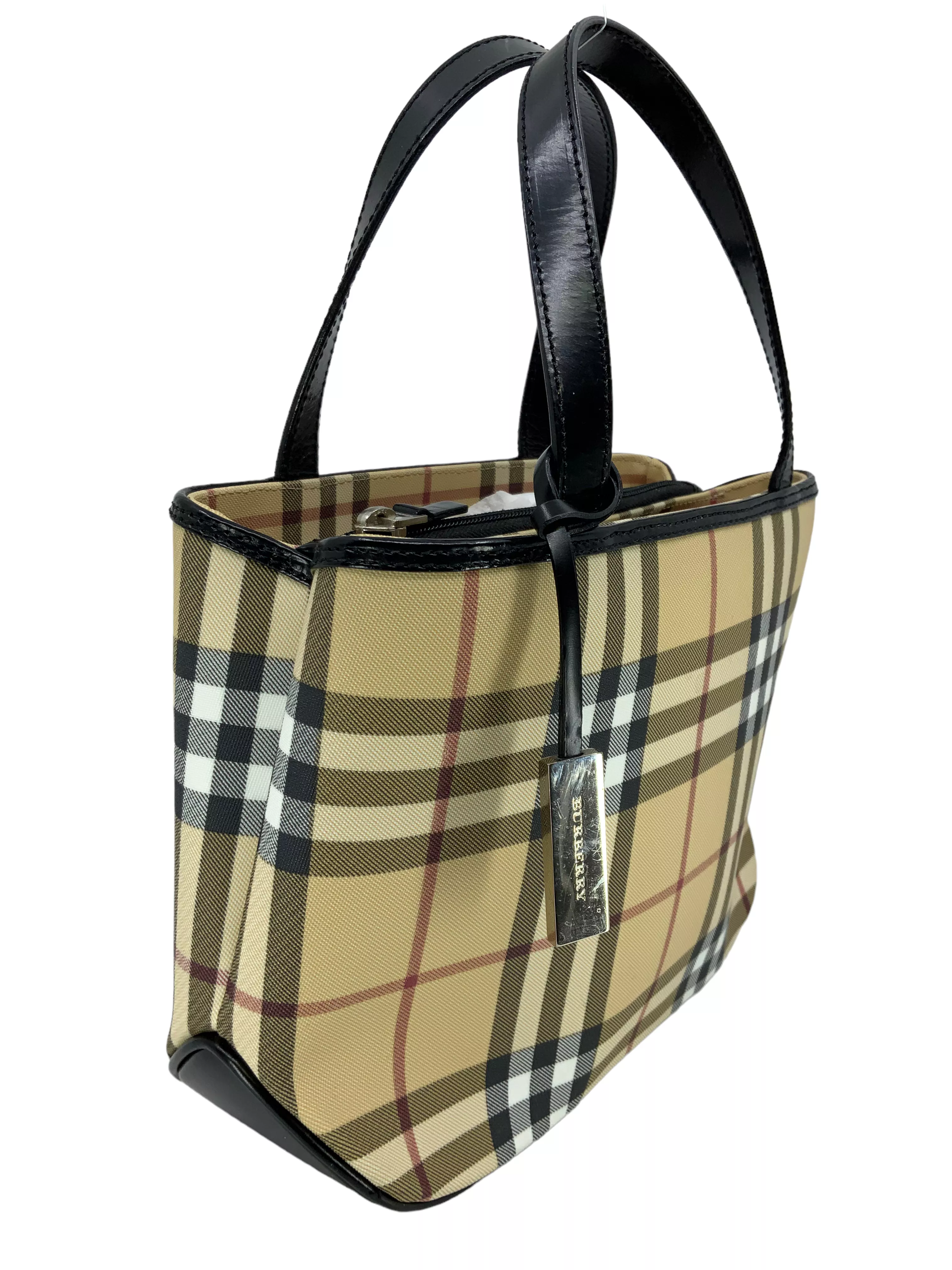 Burberry Nova Check Canvas Small Tote Bag