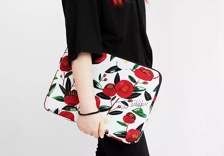 Camellia Floral Graphic Laptop Sleeves 11 13 15 inch Cases Protective Covers Handbags Square Pouches Designer Artist Prints Cute