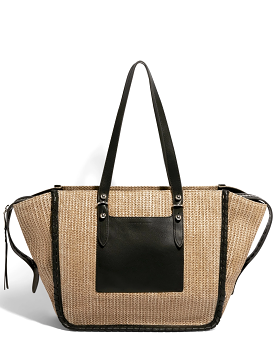 Casablanca Raffia Large Tote, Black