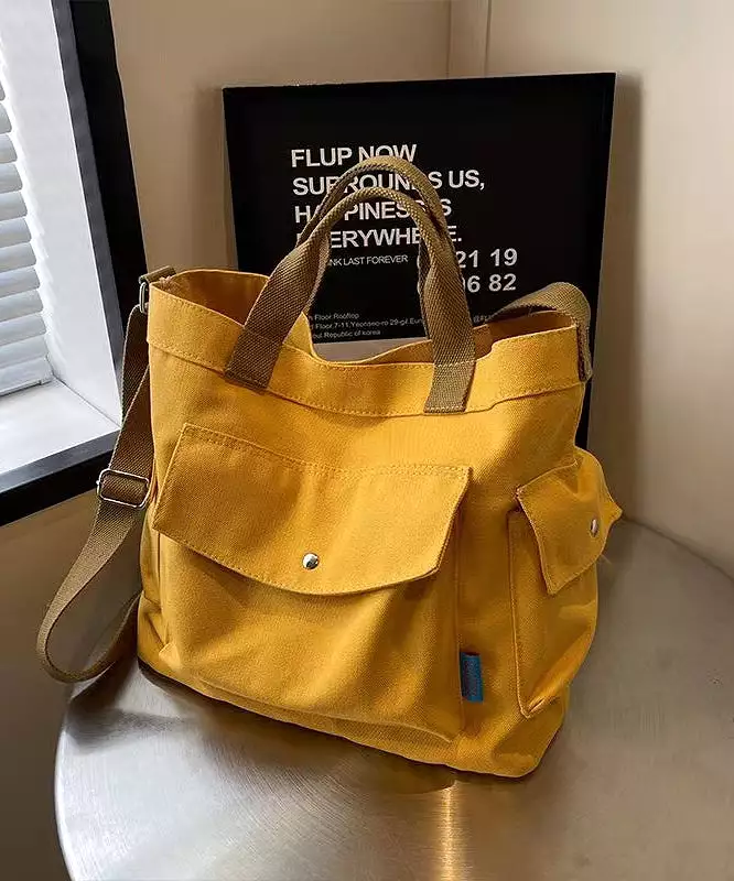 Casual Yellow Solid Durable Large Capacity Canvas Messenger Bag ZX1060