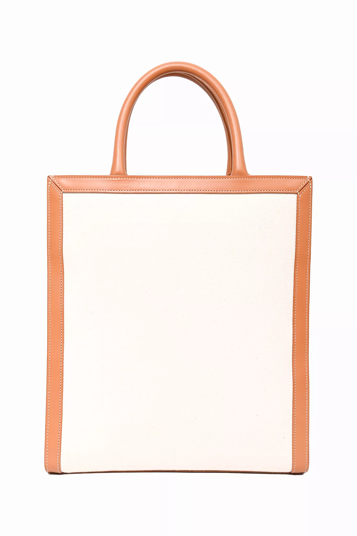 Celine Brown/Beige Canvas Vertical Cabas Logo Tote with Strap