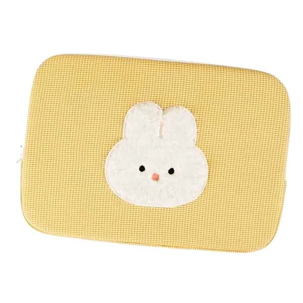 Checkered Cute Bear Rabbit Laptop Sleeves iPad 13 15 Cases Covers Pouches