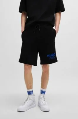 Cotton-terry shorts with drawstring and logo print