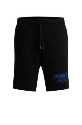 Cotton-terry shorts with drawstring and logo print