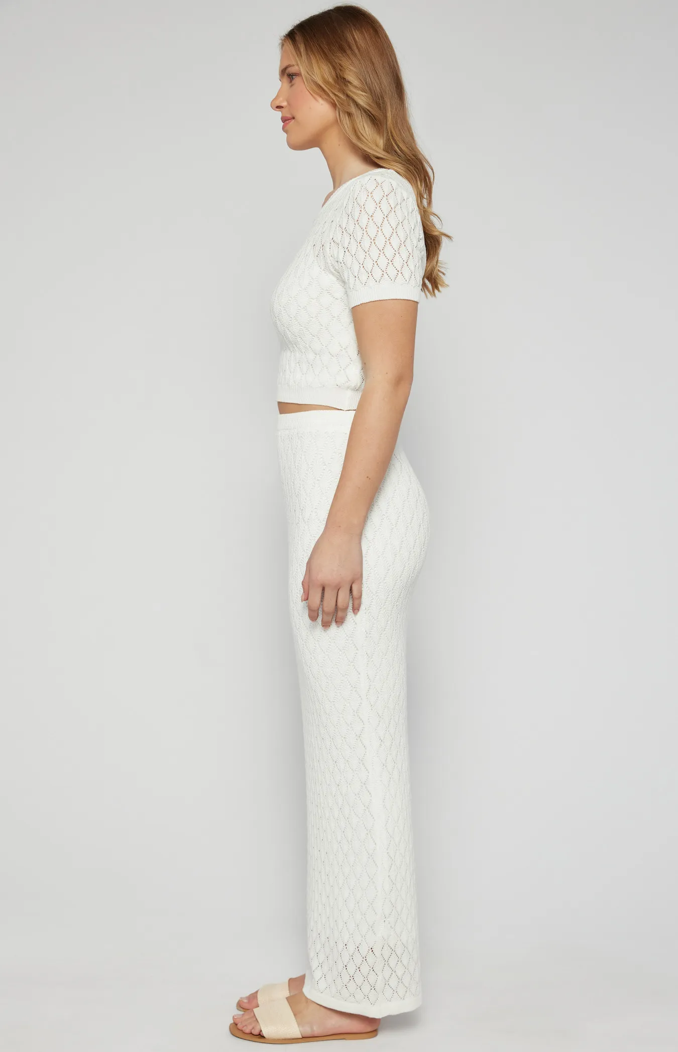 Crochet Knit Top and Maxi Skirt Set with Slip Cami Lining (SKN886)