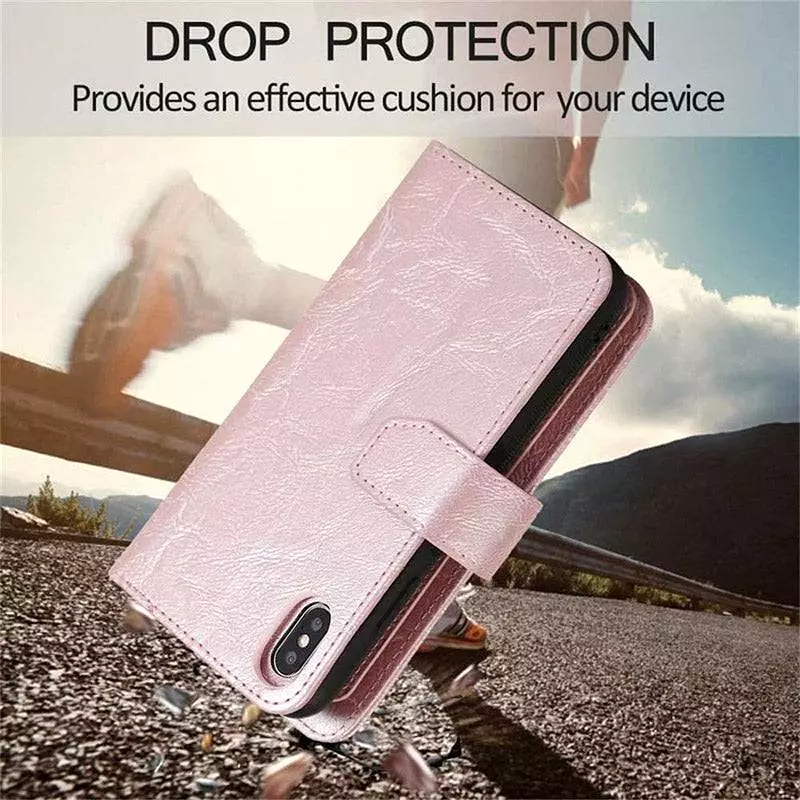 Detachable Flip Folio Zipper Purse Phone Case for iPhone Xs Max