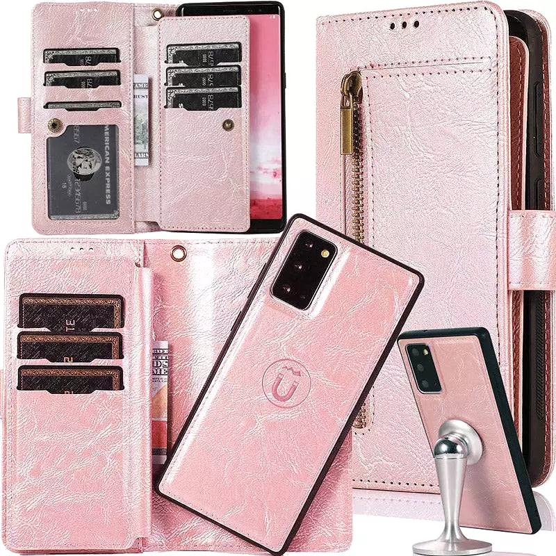 Detachable Flip Folio Zipper Purse Phone Case for Samsung Note 20 Series