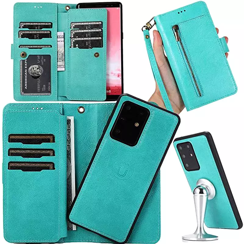 Detachable Flip Folio Zipper Purse Phone Case for Samsung