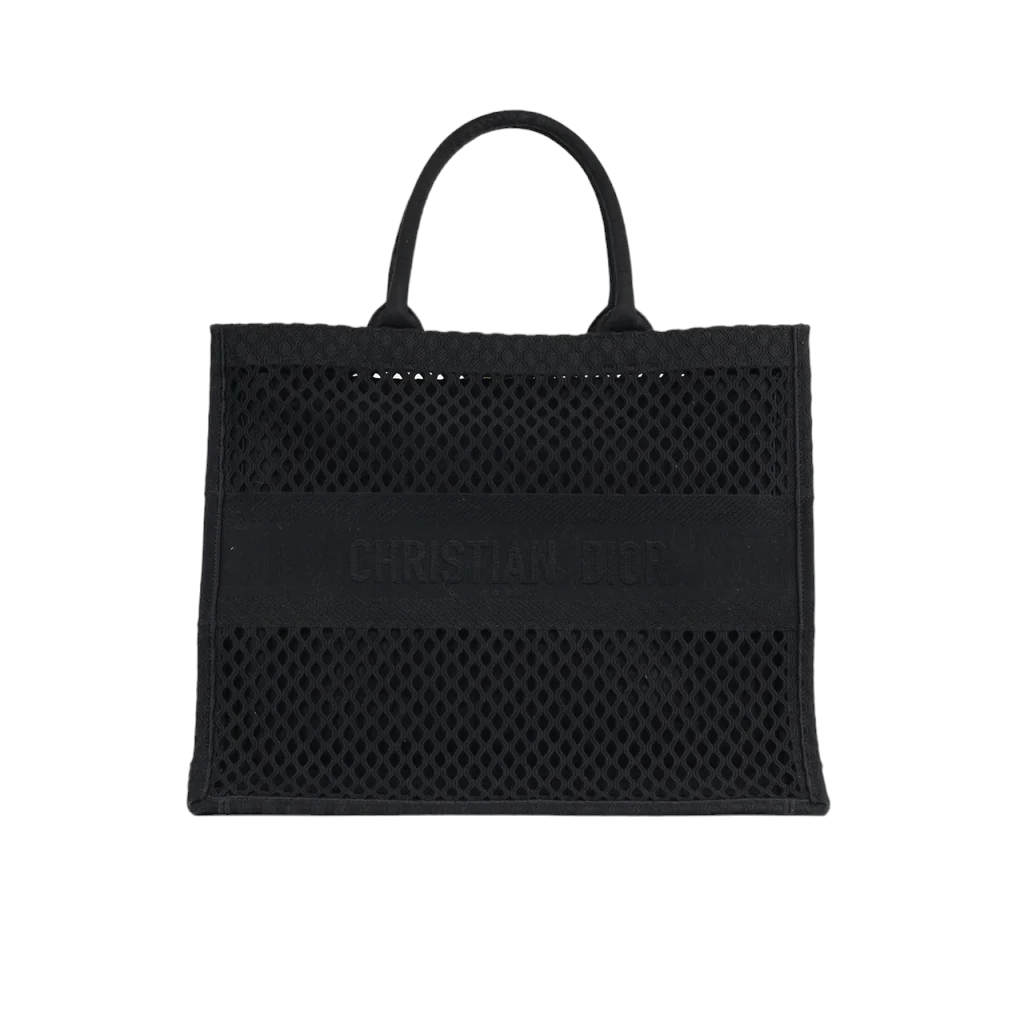 Dior Large Book Tote - Black Mesh