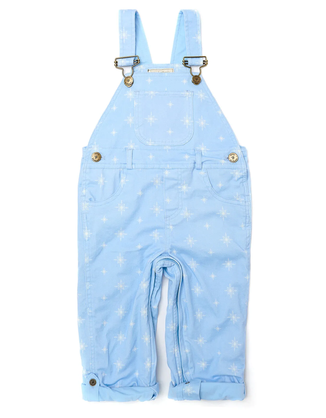 Dotty Dungarees Snowflake Print Dungarees Blue