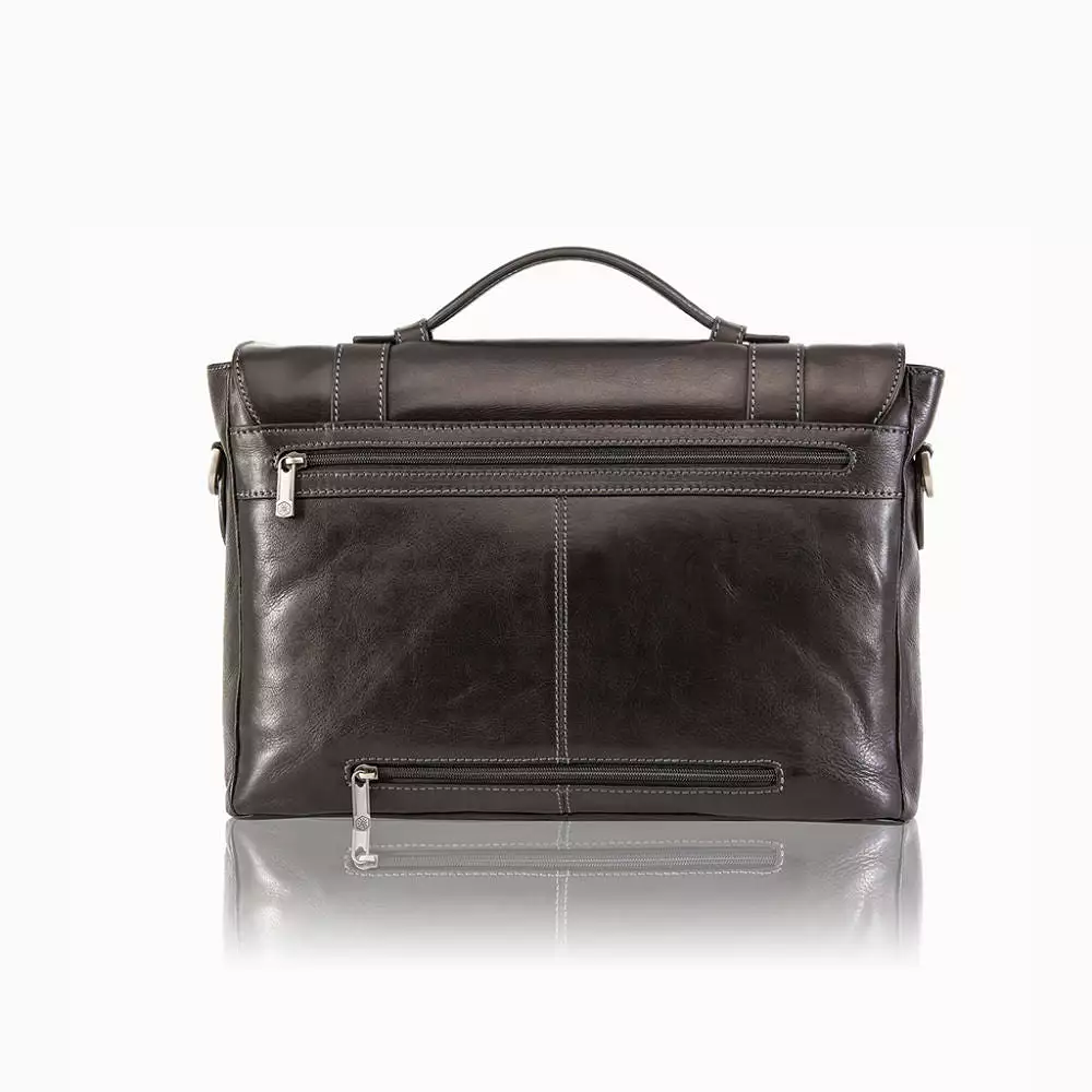 Double Buckle Laptop Briefcase, Black