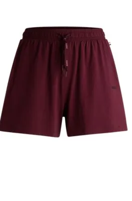 Drawstring pyjama shorts in stretch cotton with logo print