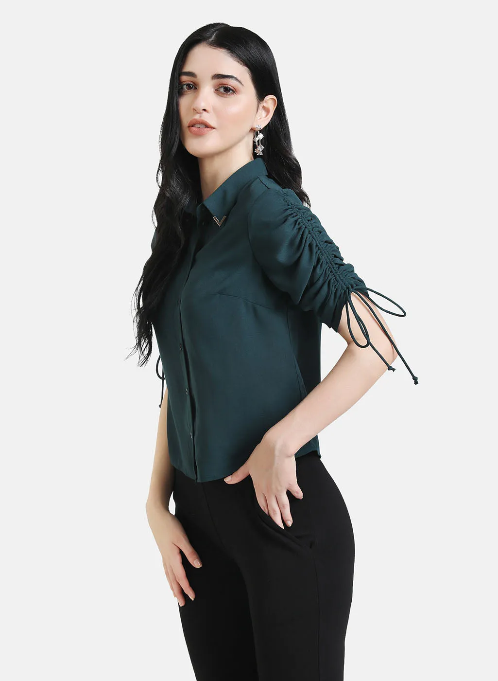 Drawstring Sleeve Detail Shirt