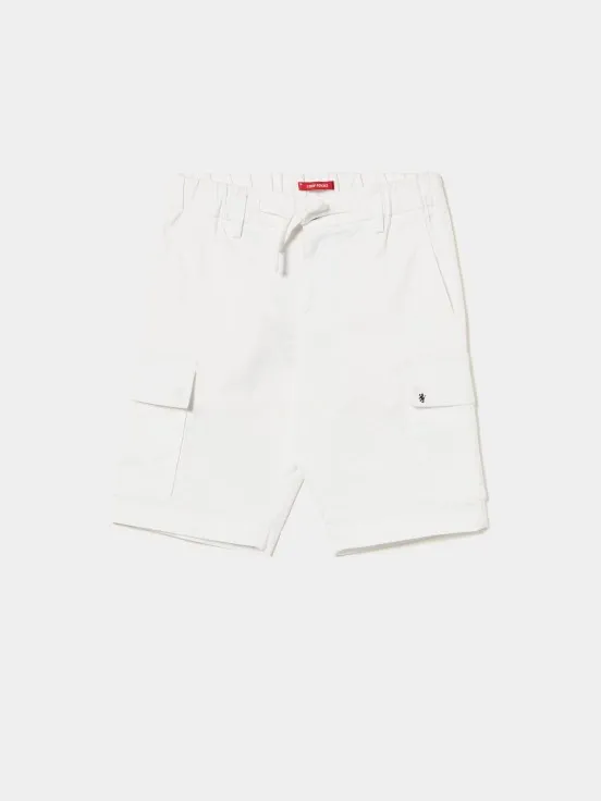 Drawstring twill cargo shorts