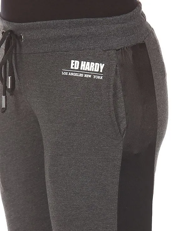 EdHardy Women Contrast Panel Drawstring Waist Joggers