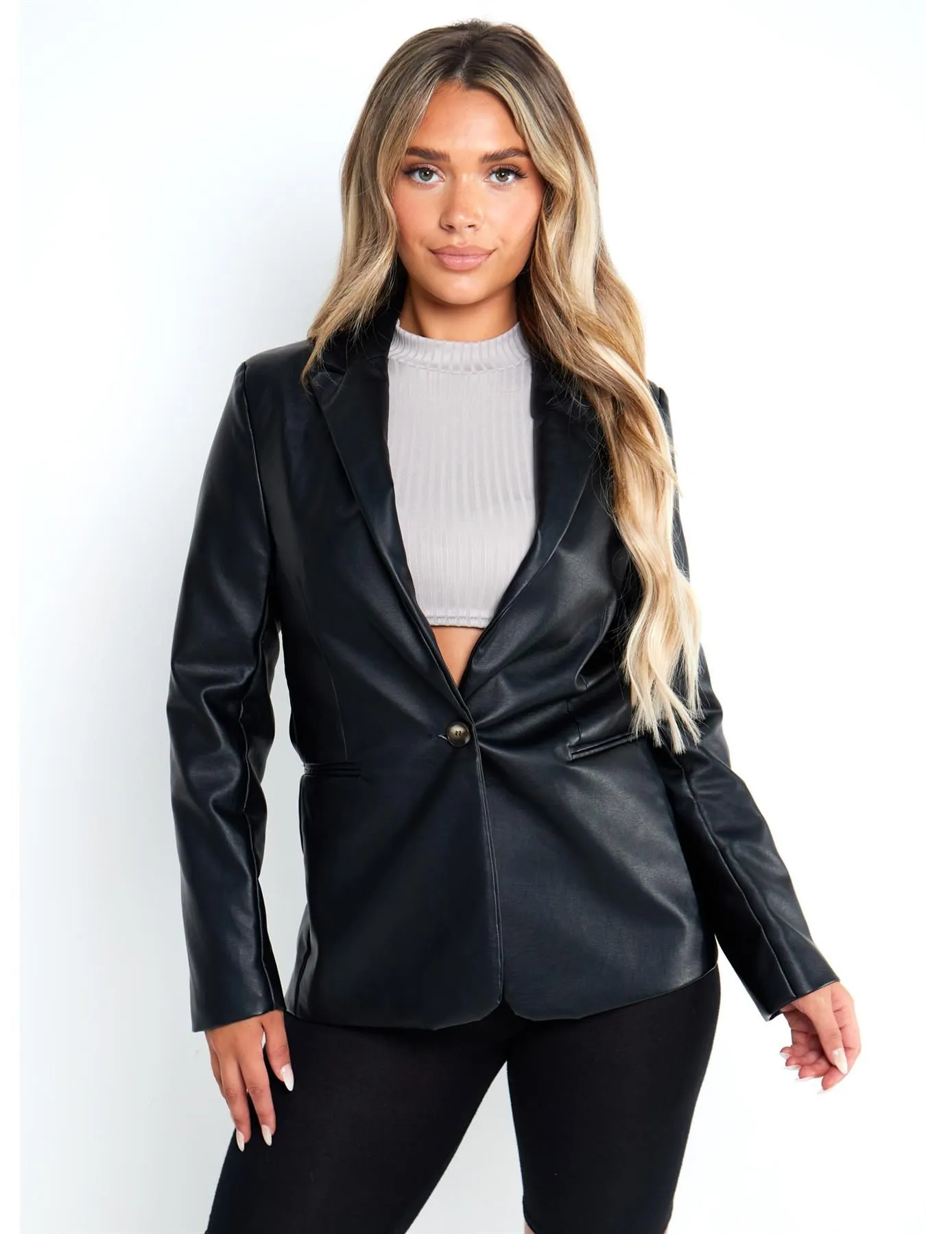 Faux Leather Blazer Jacket, Uk Sizes 8 to 16