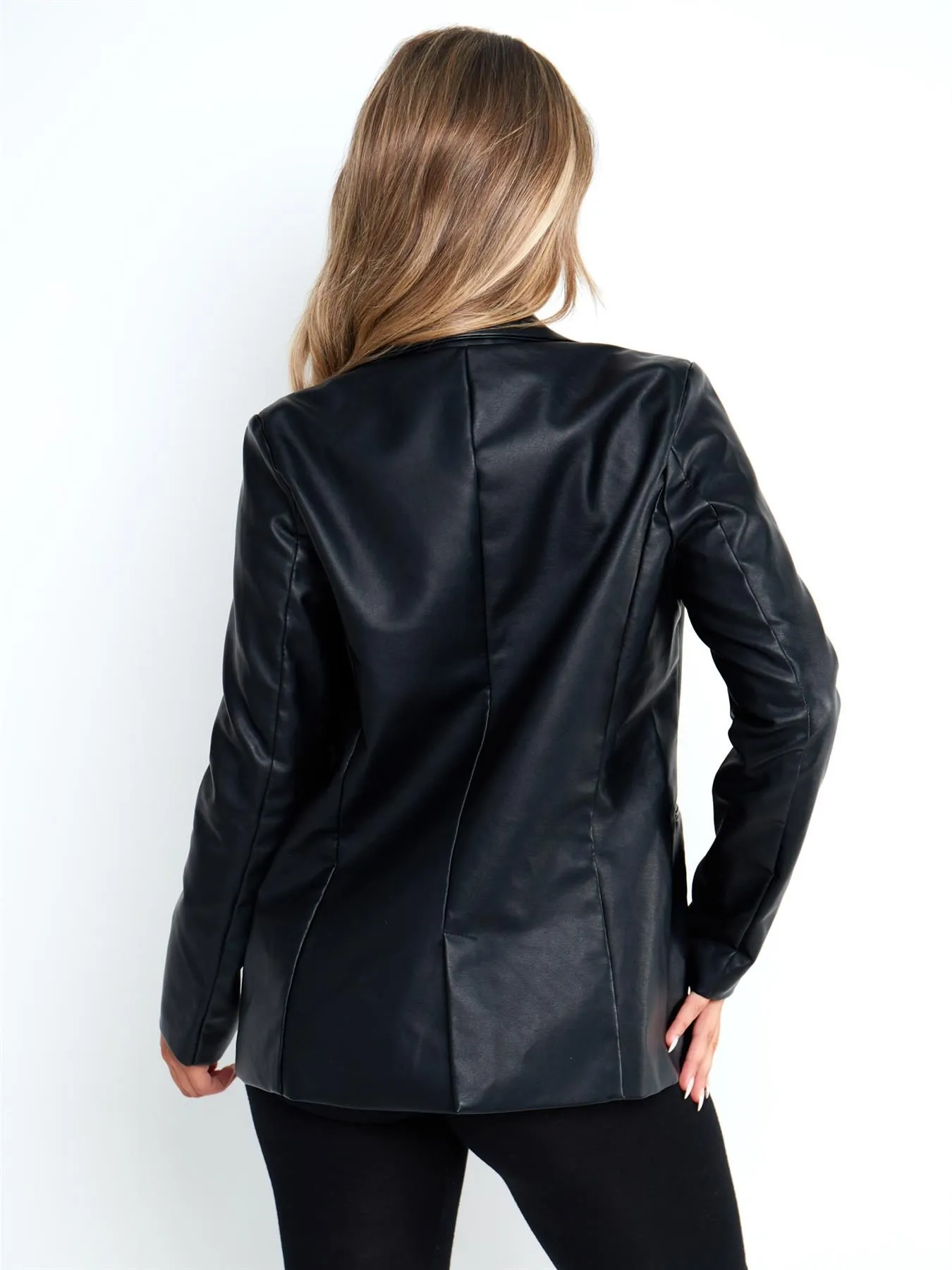 Faux Leather Blazer Jacket, Uk Sizes 8 to 16